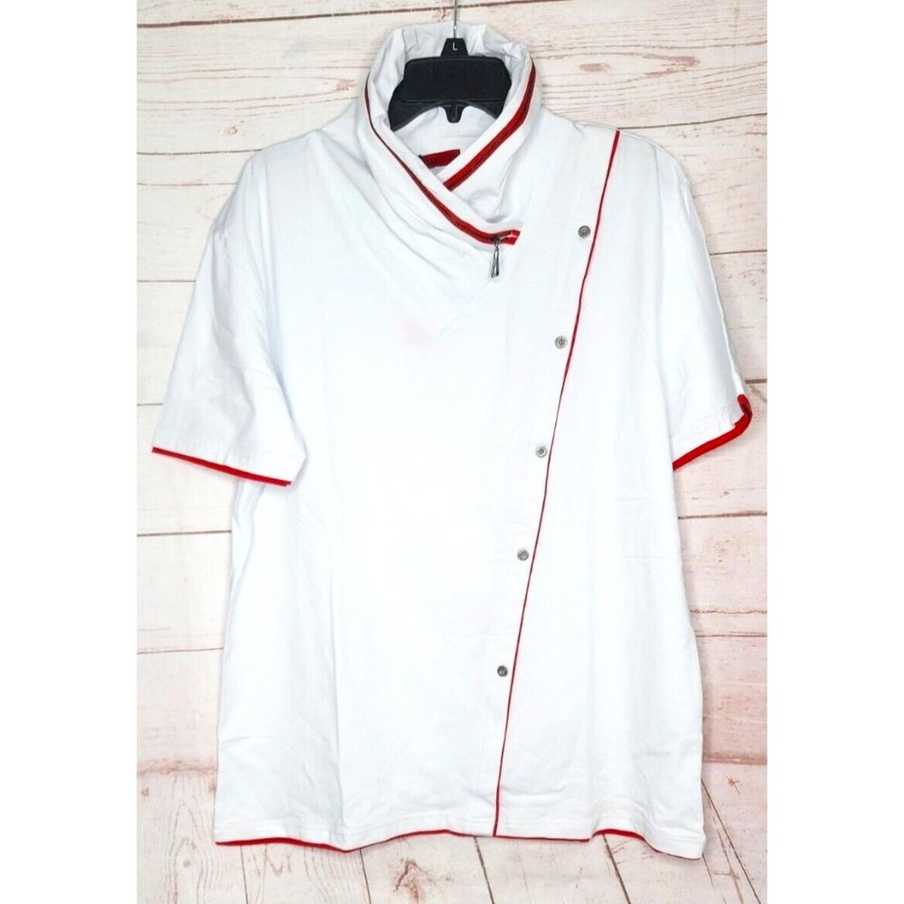Vassari Los Angeles XXL High Zipper Collar Button Embroidered Designer Shirt